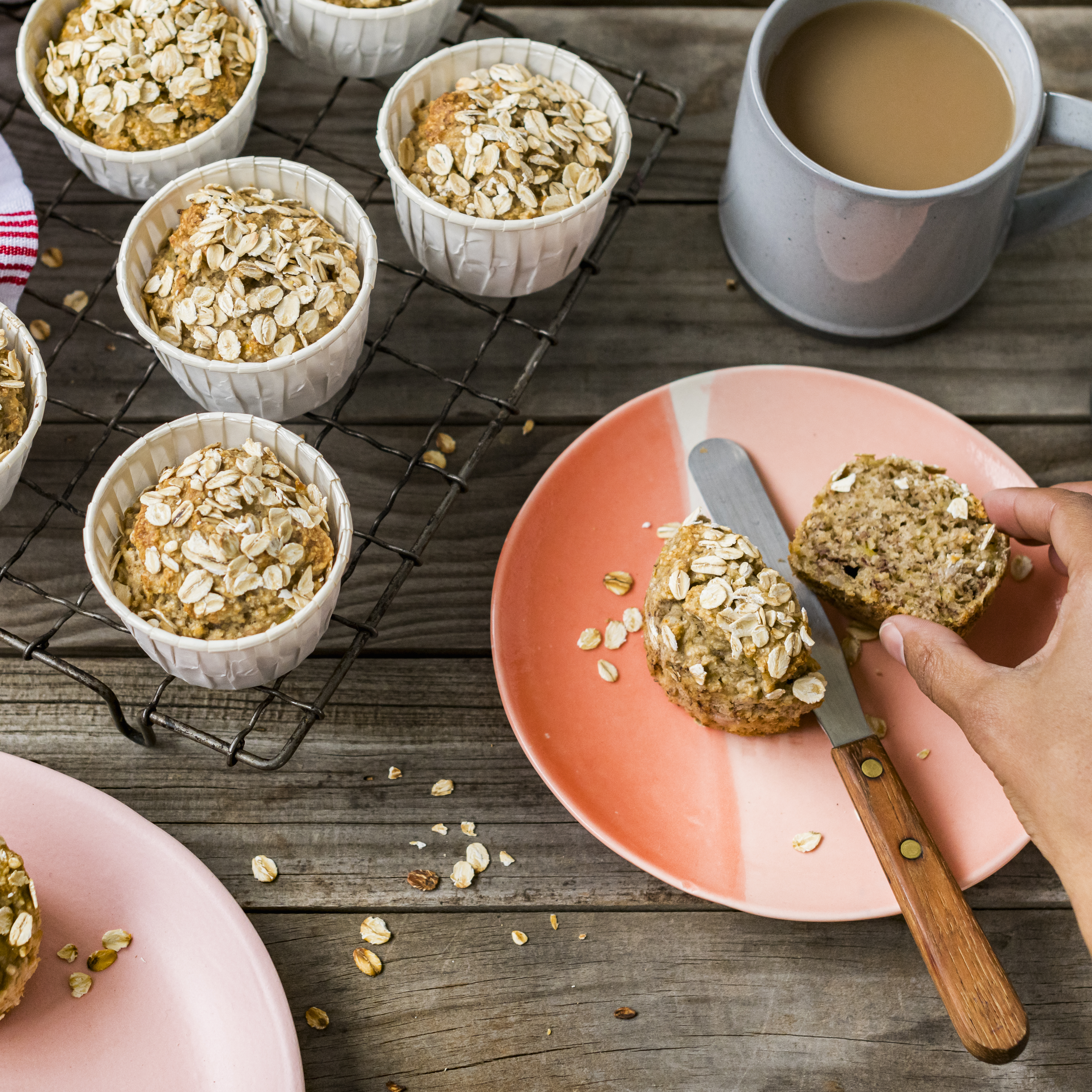 Muffins express aux flocons d'avoine, farine de manioc et gingembre