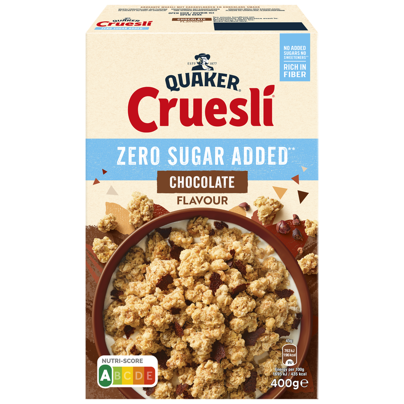 QUAKER® CRUESLI ZERO SUGAR ADDED CHOCOLATE