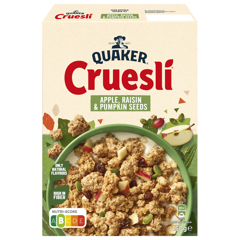 QUAKER® CRUESLI APPLE, RAISIN & PUMPKIN SEEDS