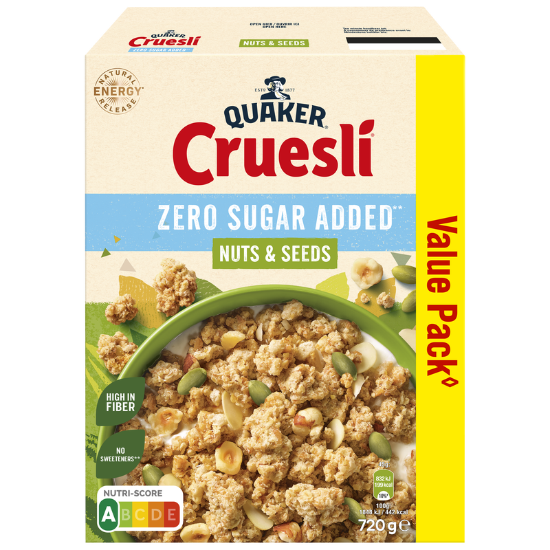 QUAKER® CRUESLI ZERO SUGAR ADDED NUTS & SEEDS
