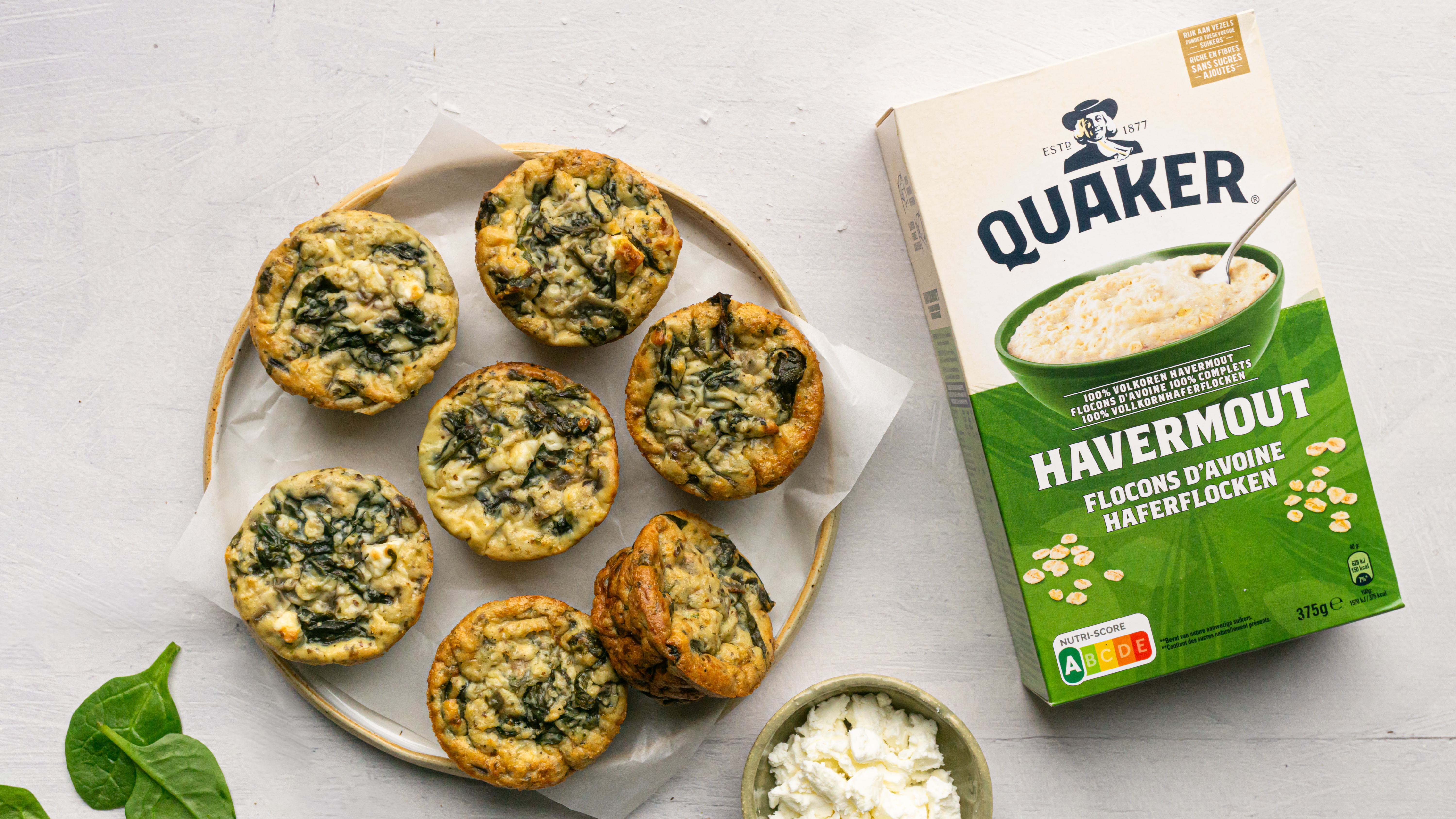 Feta, rode ui en zeewier korstenloze mini Quiches